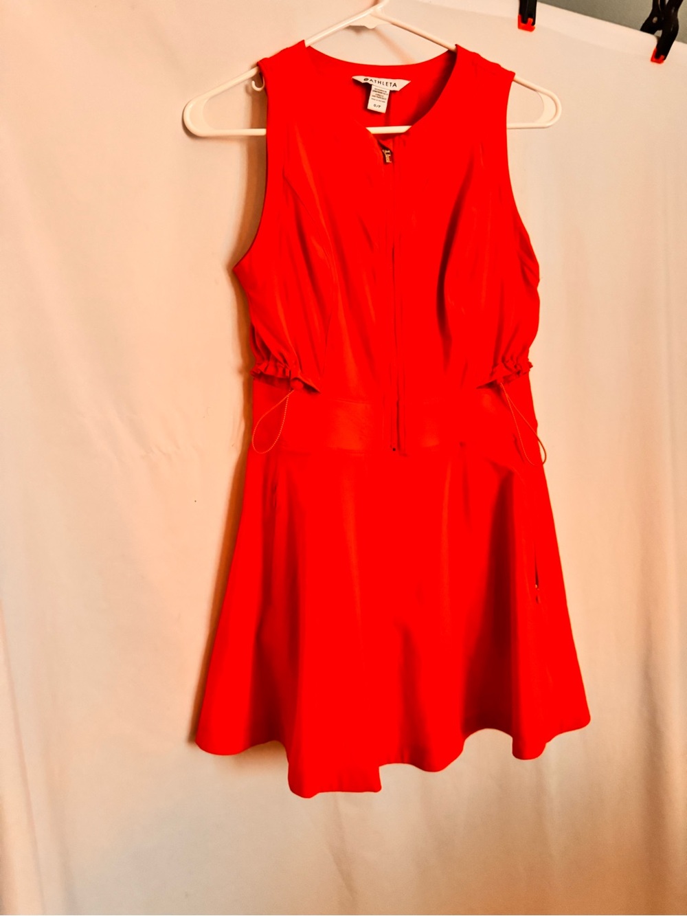 Athleta Venture Out Orange-Red Sleeveless Zip-Front Mini Dress